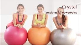  Presentation with gym ball - Slide deck featuring young women with fitness ball in gym background and a lemonade colored foreground