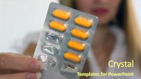  Presentation with tablets - Amazing PPT theme having young-women-with-tablets backdrop and a tawny brown colored foreground