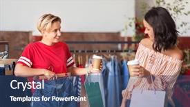  Presentation with vintage women - Audience pleasing presentation theme consisting of young women with takeaway coffee backdrop and a  colored foreground