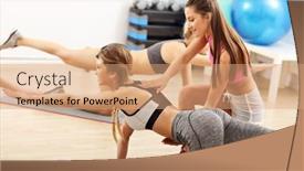  Presentation with gym - Cool new PPT layouts with young-women-working-out backdrop and a  colored foreground