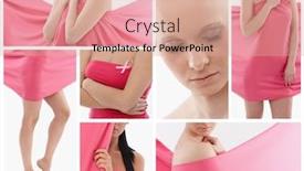  Presentation with breast cancer awareness - PPT layouts enhanced with young women wrapped into pink textile this image supports breast cancer awareness campaigns worldwide background and a coral colored foreground