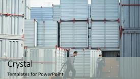  Presentation with loading - Colorful PPT theme enhanced with young worker pulling empty load backdrop and a light gray colored foreground