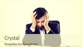  Presentation with find - Theme having young worried businessman can't find an idea background and a cream colored foreground