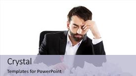  Presentation with find - Cool new PPT layouts with young worried businessman can't find an idea backdrop and a light blue colored foreground