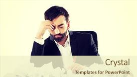  Presentation with find - Colorful presentation design enhanced with worried businessman can't find backdrop and a  colored foreground