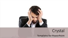  Presentation with worried young female college student - Slides having worried businessman can't find background and a  colored foreground