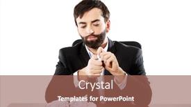  Presentation with crushing - Theme consisting of young worried businessman crushing sheets background and a violet colored foreground