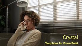  Presentation with tears - PPT layouts having young-worried-female-patient background and a tawny brown colored foreground