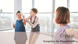  Presentation with physical fitness - PPT layouts consisting of young-yoga-and-fitness-trainer background and a soft green colored foreground