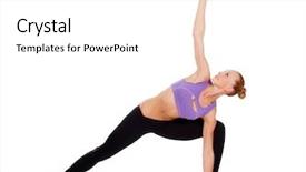  Presentation with warrior woman - Colorful slide deck enhanced with young yoga woman doing warrior pose on white background backdrop and a white colored foreground