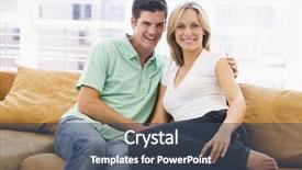  Presentation with living room - Colorful presentation enhanced with younger - couple in living room smiling backdrop and a  colored foreground