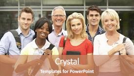  Presentation with african american college students - PPT theme having younger - mixed group of students outside background and a coral colored foreground