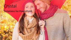  Presentation with diverse young adults - Slide set with younger adults walking on weekend background and a red colored foreground