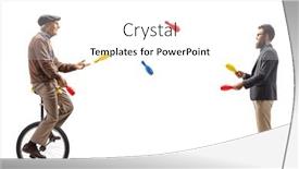  Presentation with juggling - Slide set consisting of younger-and-elderly-manon background and a white colored foreground