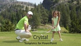  Presentation with course - Cool new theme with youngster daughter on golf backdrop and a yellow colored foreground