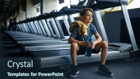  Presentation with treadmill - PPT theme featuring youngster-with-water-sitting background and a tawny brown colored foreground