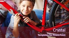  Presentation with bicycle - Theme consisting of youngsters tubing - portrait of cute boy background and a tawny brown colored foreground