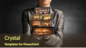  Presentation with home design - PPT theme featuring your dream house mixed media background and a tawny brown colored foreground