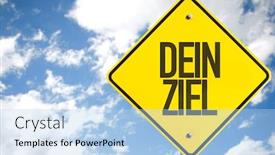  Presentation with mission vision goal - Colorful PPT theme enhanced with your goal in german sign backdrop and a light blue colored foreground