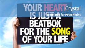  Presentation with life - Slide set consisting of heart is just a beatbox background and a teal colored foreground