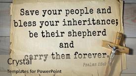  Presentation with bible psalms - Beautiful PPT theme featuring jesus carrying cross - top-1000 bible verses from psalms backdrop and a mint green colored foreground