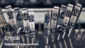  Presentation with story - Slide set consisting of your story typewriter hammers monochrome background and a dark gray colored foreground