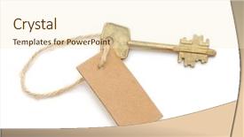  Presentation with text message - Audience pleasing PPT theme consisting of yoursunlock - old key and blank label backdrop and a cream colored foreground
