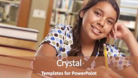  Presentation with student - Beautiful PPT theme featuring youth - happy hispanic girl student backdrop and a coral colored foreground