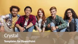  Presentation with youth group - PPT layouts with youth - multiethnic group of smiling young background and a coral colored foreground