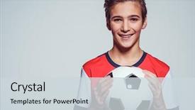  Presentation with sportswear - Audience pleasing PPT layouts consisting of youth - photo of smiling teen boy backdrop and a sky blue colored foreground