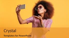  Presentation with afro - Cool new slide set with youth - portrait of a pretty young backdrop and a gold colored foreground