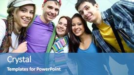  Presentation with students - PPT theme consisting of youth - portrait of six smiling students background and a teal colored foreground
