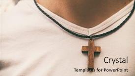  Presentation with youth - Colorful presentation theme enhanced with christian youth - wooden cross necklace on man's backdrop and a lemonade colored foreground