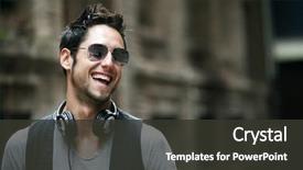  Presentation with urban youth - PPT theme with youth - young attractive man in urban background and a dark gray colored foreground