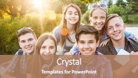  Presentation with students - Cool new PPT theme with youth - young friends students with books backdrop and a coral colored foreground