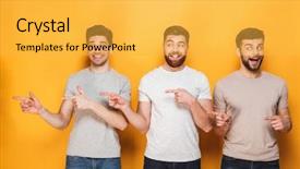  Presentation with youth - Presentation theme featuring youth achievement - three young excited men pointing background and a yellow colored foreground