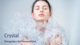  Presentation with beauty cosmetics - Theme consisting of youth art - beauty portrait sensual brunette girl background and a sky blue colored foreground