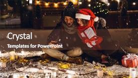  Presentation with winter - Colorful PPT theme enhanced with youth christmas - cheerful young couple dressed backdrop and a  colored foreground