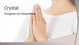  Presentation with youth church - Audience pleasing presentation consisting of youth church - beautiful young caucasian woman praying backdrop and a sky blue colored foreground