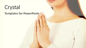  Presentation with black woman praying - Presentation consisting of youth church - beautiful young caucasian woman praying background and a white colored foreground