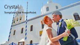  Presentation with bride and groom at wedding - Presentation theme consisting of youth church - beautiful young couple bride background and a light blue colored foreground