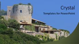  Presentation with crisis in greece - Amazing PPT layouts having youth church - village of gaios in paxos backdrop and a teal colored foreground