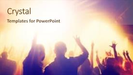  Presentation with vintage retro - Colorful slide deck enhanced with youth club - crowd of people backdrop and a cream colored foreground