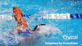  Presentation with blue water lily - Presentation theme enhanced with youth competition - swimming in waterpool with blue background and a teal colored foreground