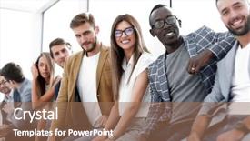  Presentation with interview - Amazing presentation theme having youth conference - young people sitting backdrop and a coral colored foreground