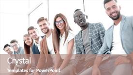  Presentation with waiting - PPT layouts featuring youth conference - young people sitting background and a coral colored foreground