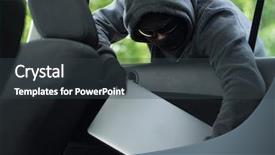 Presentation with youth crime - Presentation theme having youth crime - car theft - a laptop background and a dark gray colored foreground