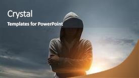  Presentation with youth crime - Theme enhanced with youth crime - silhouette of man in hoody background and a gray colored foreground