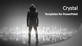  Presentation with youth crime - Amazing PPT layouts having youth crime - silhouette of man in hoody backdrop and a dark gray colored foreground