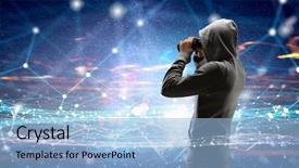  Presentation with silhouette of man worship - Slide deck having youth crime - silhouette of man in hoody background and a  colored foreground